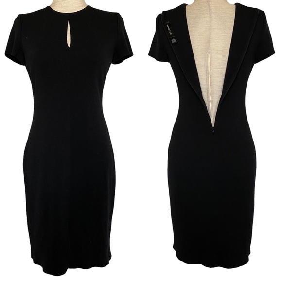 St. John Dresses & Skirts - ⭐️ SOLD ⭐️ St. John Wool Blend Knit Key Hole Sheath Dress Size 4 Black